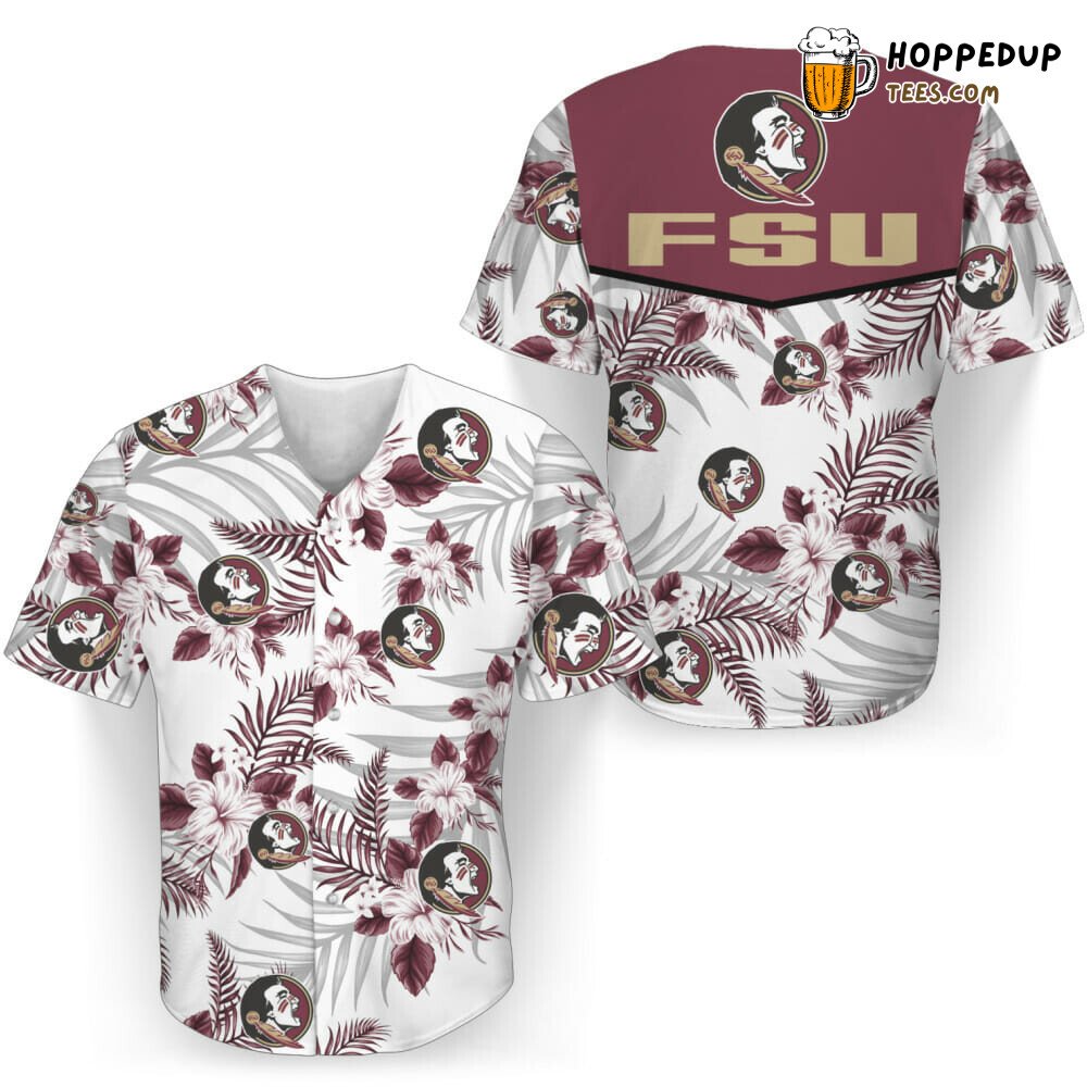 NCAA Florida State Seminoles Flowers White Baseball Jersey Unisex Shirt NCAA Florida State Seminoles Flowers White Baseball Jersey Unisex Shirt