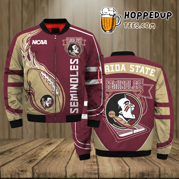 NCAA Florida State Seminoles Garnet Gold Exclusive Bomber Jacket NCAA Florida State Seminoles Garnet Gold Exclusive Bomber Jacket