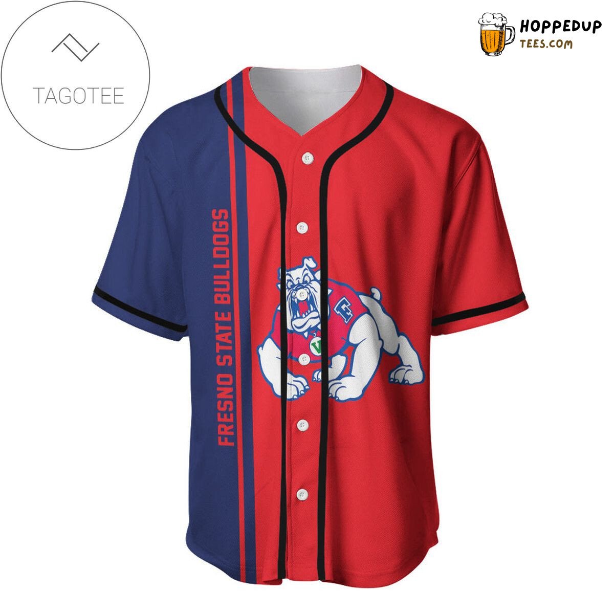 NCAA Fresno State Bulldogs Half Style Baseball Jersey Unisex Shirt