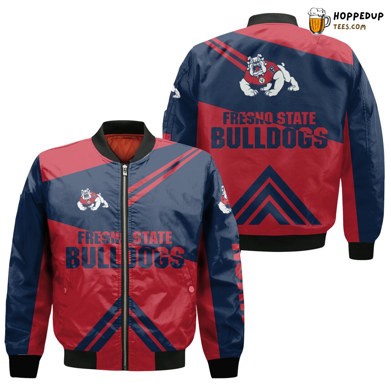NCAA Fresno State Bulldogs Stripes Cross Shoulders Bomber Jacket