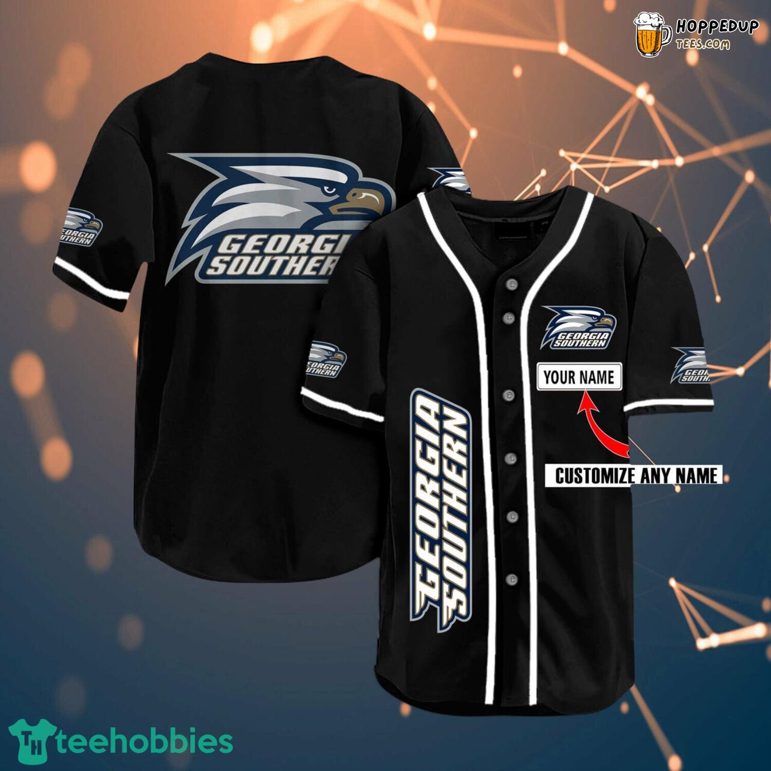 NCAA Georgia Southern Eagles Custom Name Black Baseball Jersey Unisex Shirt