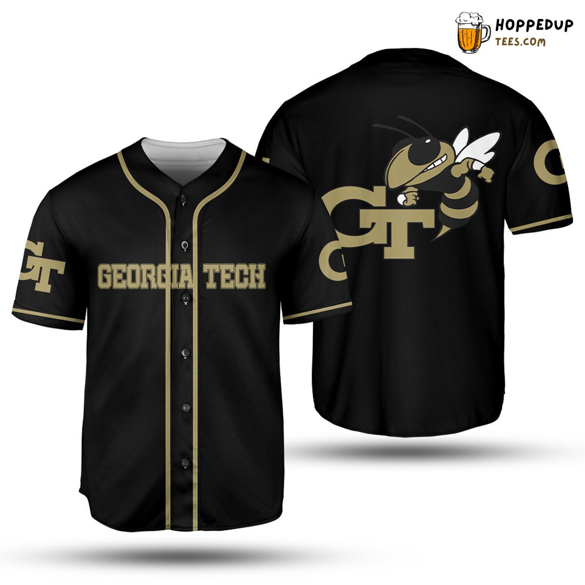 NCAA Georgia Tech Yellow Jackets Black Baseball Jersey Unisex Shirt