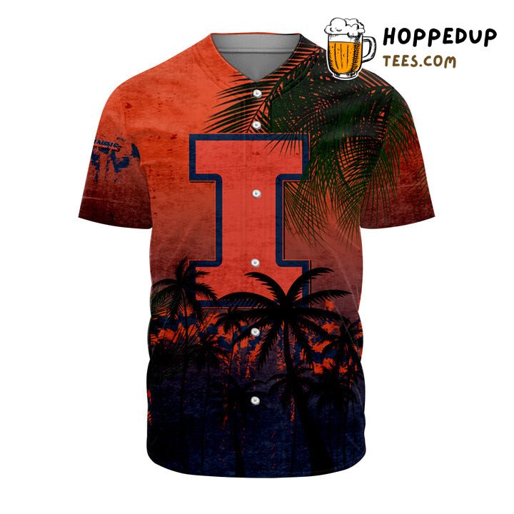 NCAA Illinois Fighting Illini Coconut Tree Baseball Jersey Unisex Shirt