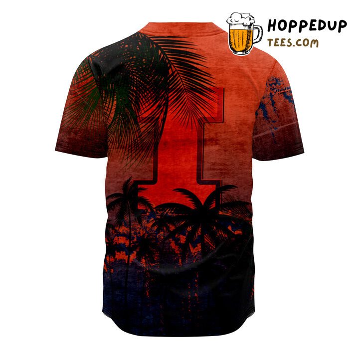 NCAA Illinois Fighting Illini Coconut Tree Baseball Jersey Unisex Shirt