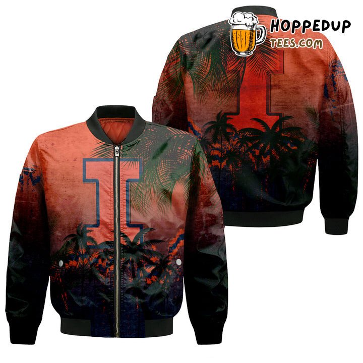NCAA Illinois Fighting Illini Coconut Tree Bomber Jacket