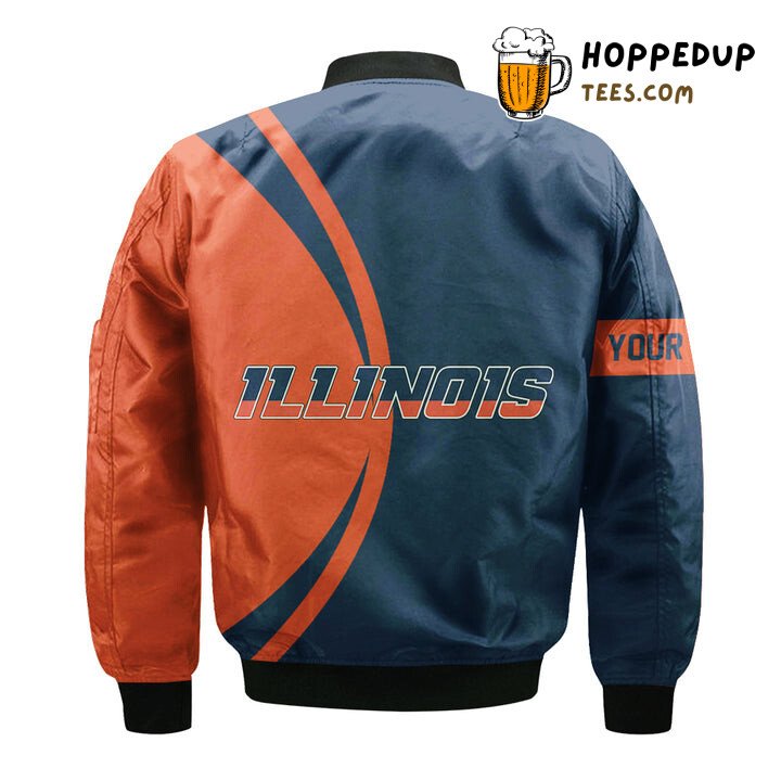 NCAA Illinois Fighting Illini Custom Text Champions Bomber Jacket