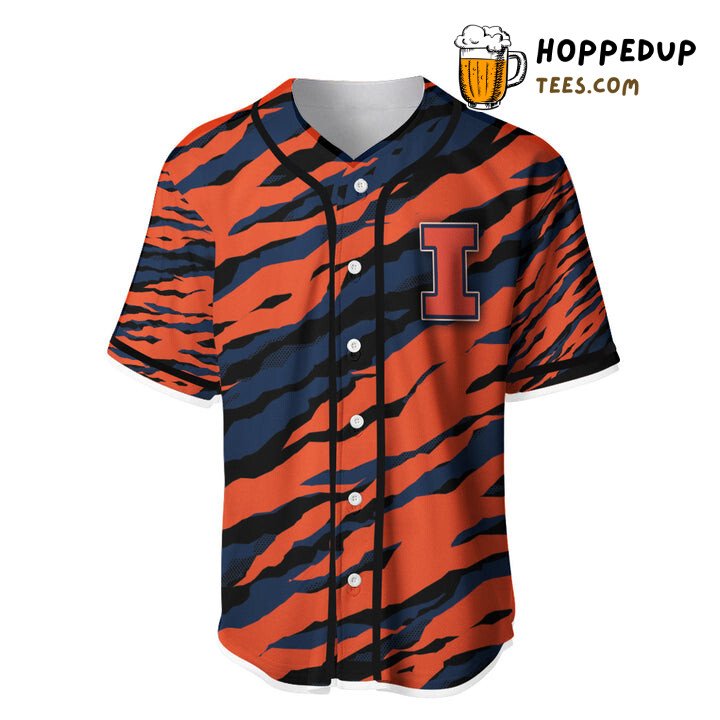 NCAA Illinois Fighting Illini Orange Blue Baseball Jersey Unisex Shirt NCAA Illinois Fighting Illini Orange Blue Baseball Jersey Unisex Shirt