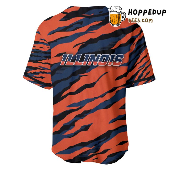 NCAA Illinois Fighting Illini Orange Blue Baseball Jersey Unisex Shirt