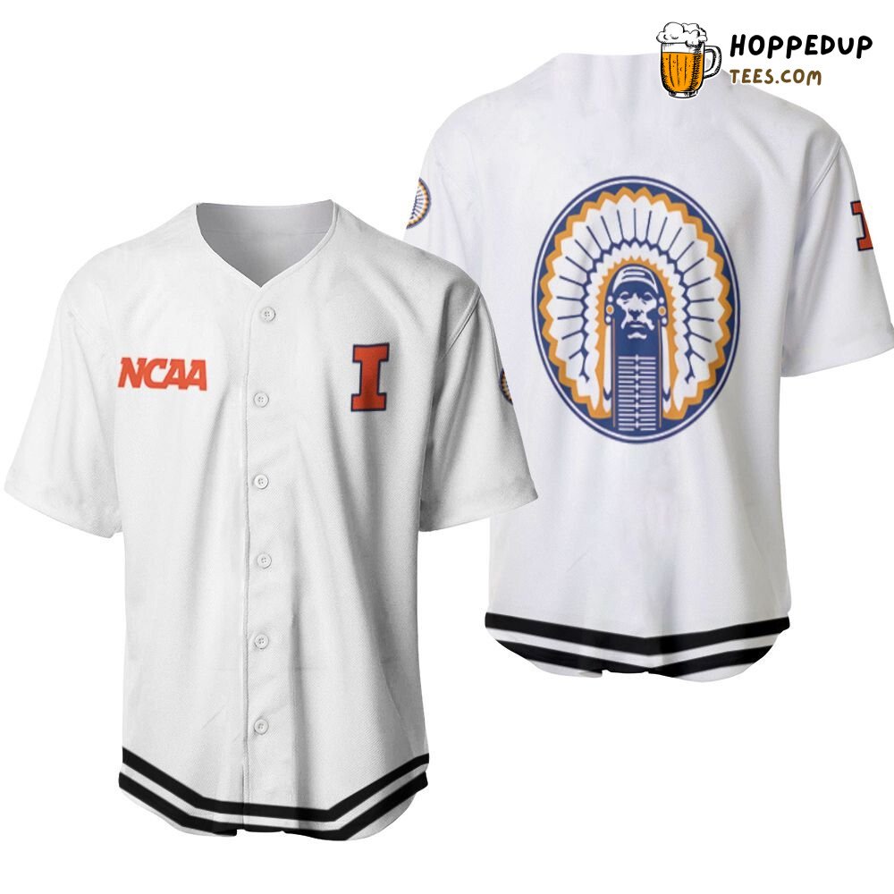 NCAA Illinois Fighting Illini White Baseball Jersey Unisex Shirt