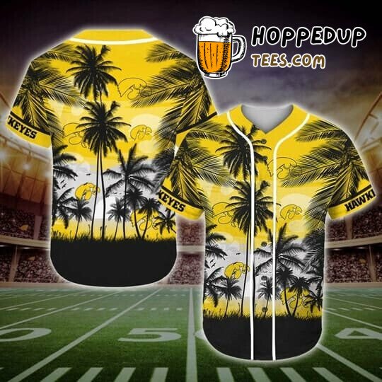 NCAA Iowa Hawkeyes Coconut Tree Gold Baseball Jersey Unisex Shirt