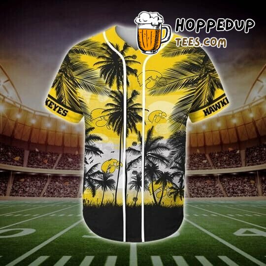 NCAA Iowa Hawkeyes Coconut Tree Gold Baseball Jersey Unisex Shirt