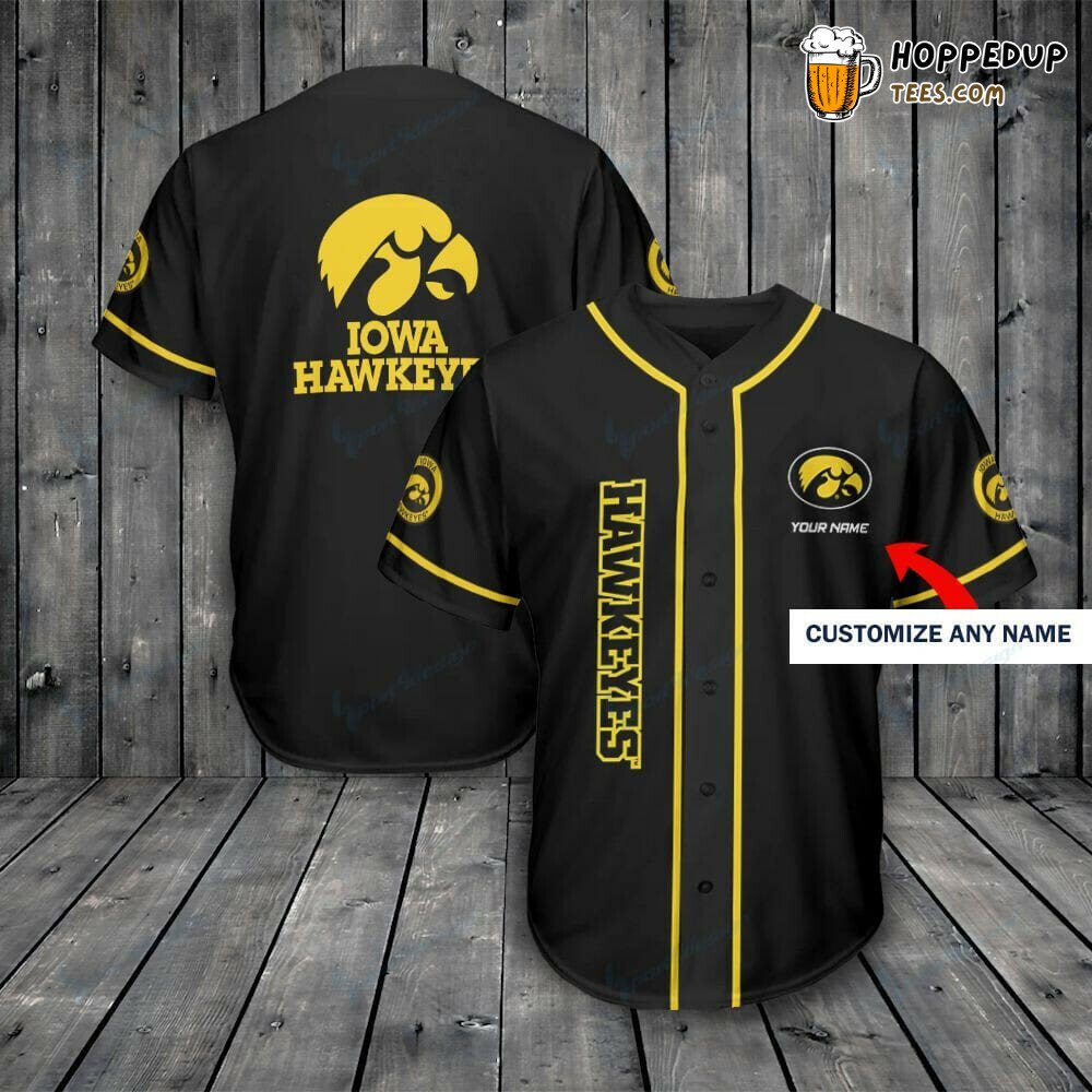 NCAA Iowa Hawkeyes Custom Name Black Baseball Jersey Unisex Shirt