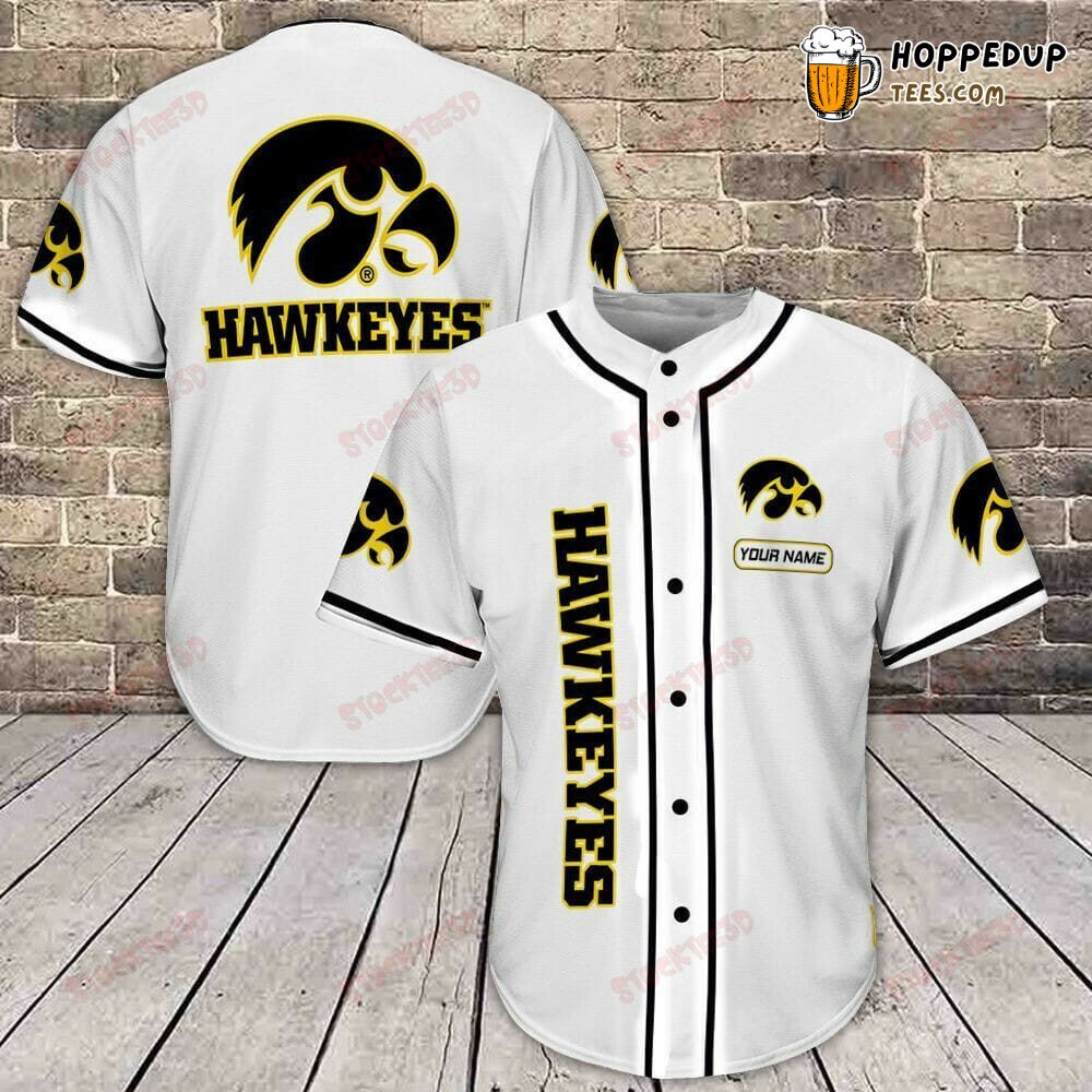 NCAA Iowa Hawkeyes Custom Name White Baseball Jersey Unisex Shirt