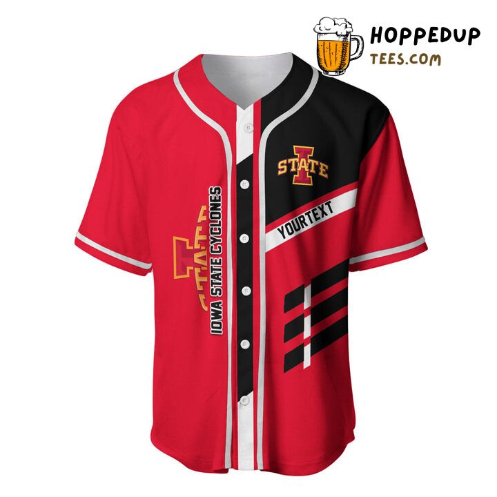 NCAA Iowa State Cyclones Custom Text Cardinal Black Baseball Jersey Unisex Shirt