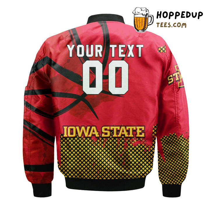 NCAA Iowa State Cyclones Custom Text Number Cardinal Orange Bomber Jacket