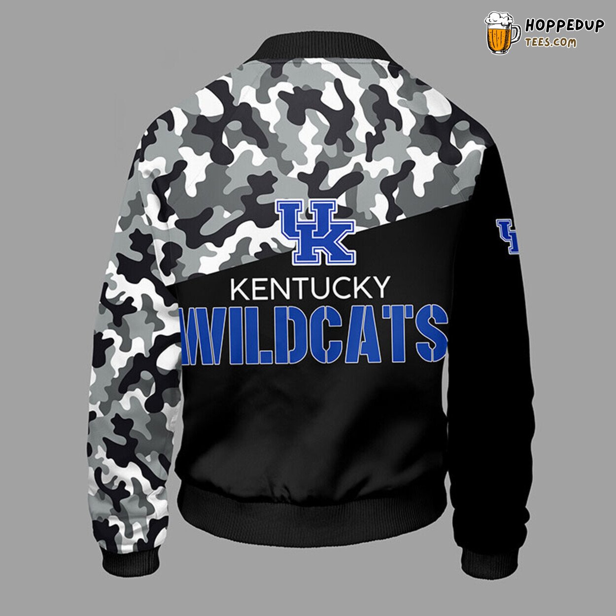 NCAA Kentucky Wildcats Unique Camouflage Blue Bomber Jacket Design