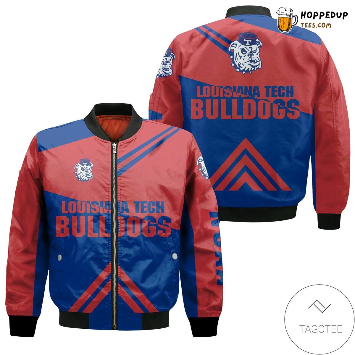 NCAA Louisiana Tech Bulldogs Stripes Cross Shoulders Bomber Jacket
