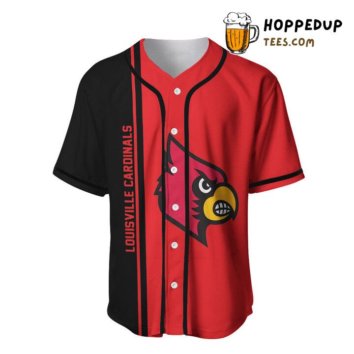 NCAA Louisville Cardinals Custom Text Number Red Black Baseball Jersey Unisex Shirt