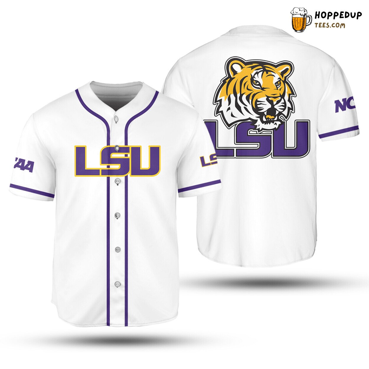 NCAA LSU Tigers White Baseball Jersey Unisex Shirt