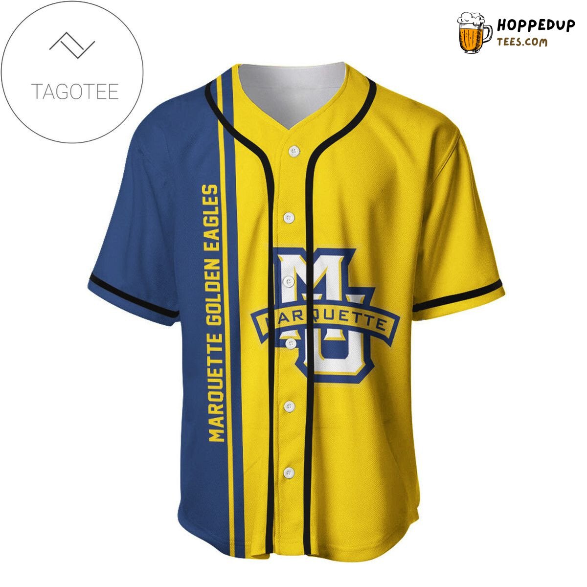 NCAA Marquette Golden Eagles Half Style Baseball Jersey Unisex Shirt
