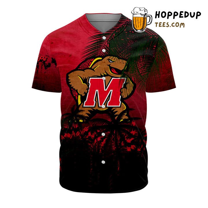 NCAA Maryland Terrapins Coconut Trees Red Baseball Jersey Unisex Shirt NCAA Maryland Terrapins Coconut Trees Red Baseball Jersey Unisex Shirt