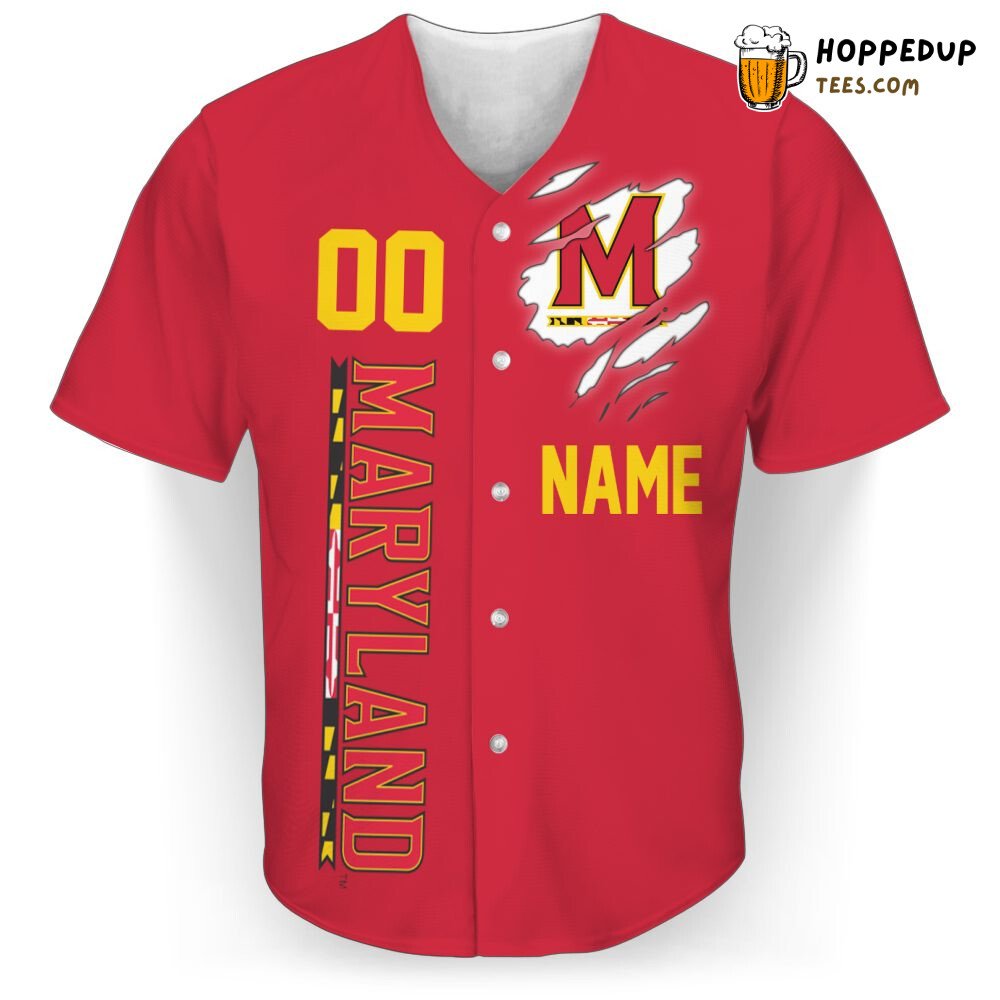 NCAA Maryland Terrapins Custom Name Number Red Baseball Jersey Unisex Shirt NCAA Maryland Terrapins Custom Name Number Red Baseball Jersey Unisex Shirt