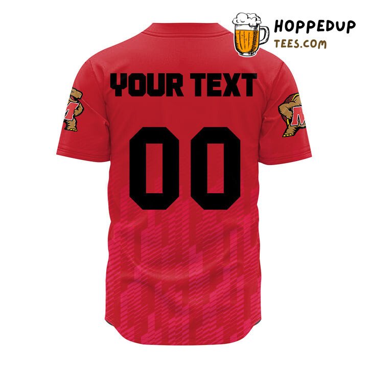 NCAA Maryland Terrapins Custom Text Number Red Baseball Jersey Unisex Shirt