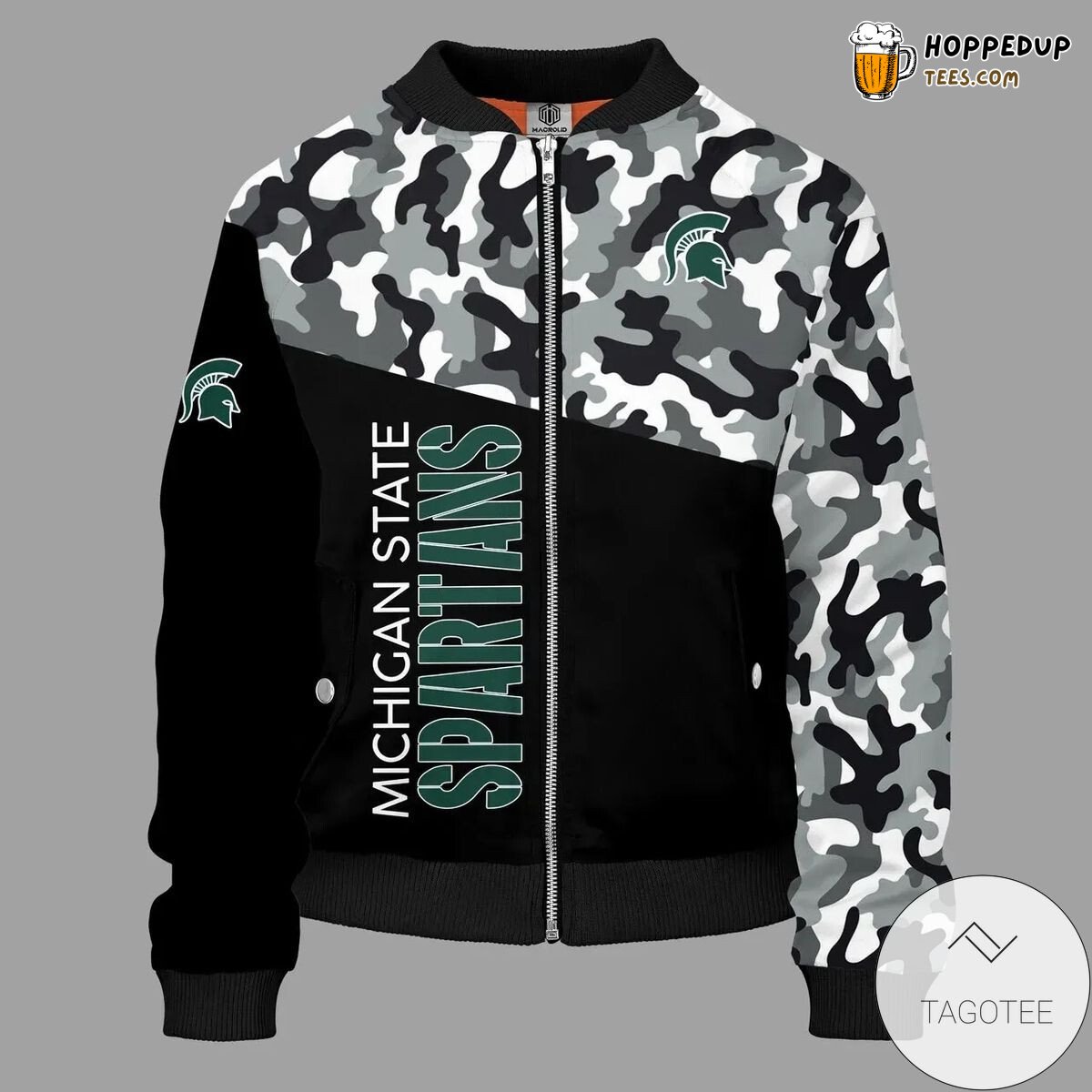 NCAA Michigan State Spartans Camo Black Bomber Jacket