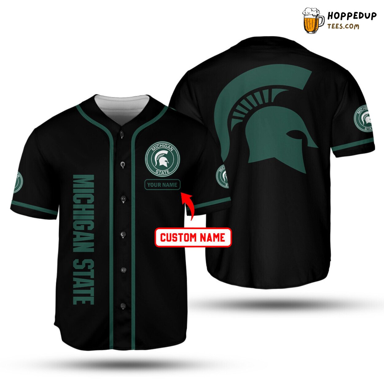 NCAA Michigan State Spartans Custom Name Black Baseball Jersey Unisex Shirt