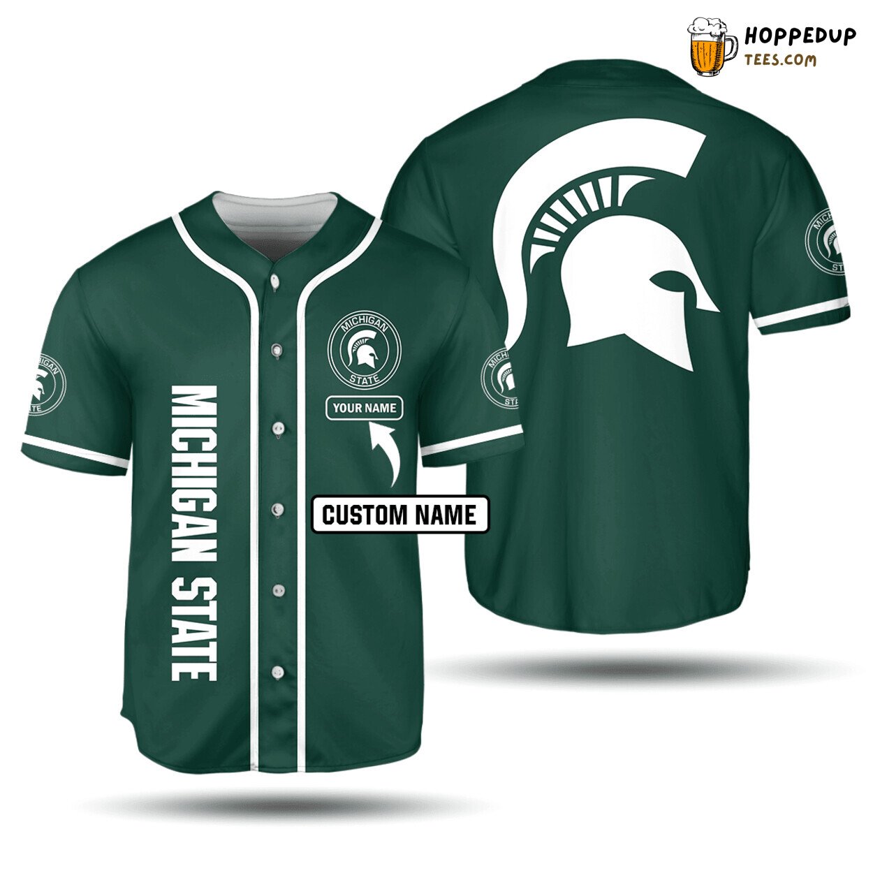 NCAA Michigan State Spartans Custom Name Green Baseball Jersey Unisex Shirt