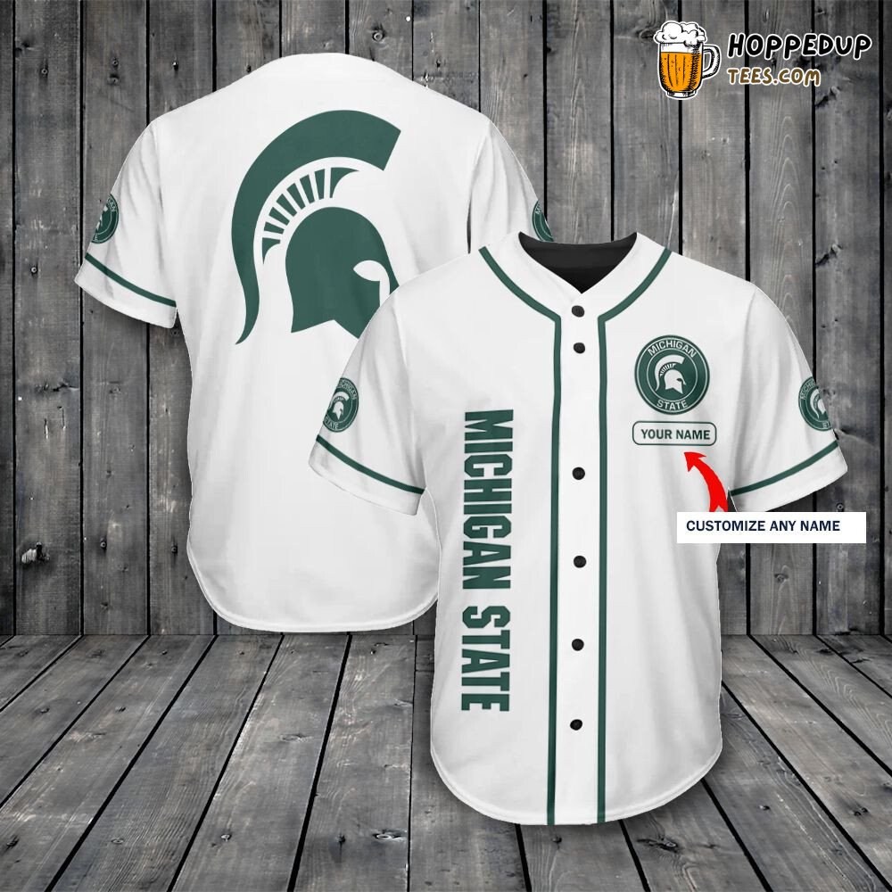NCAA Michigan State Spartans Custom Name White Baseball Jersey Unisex Shirt