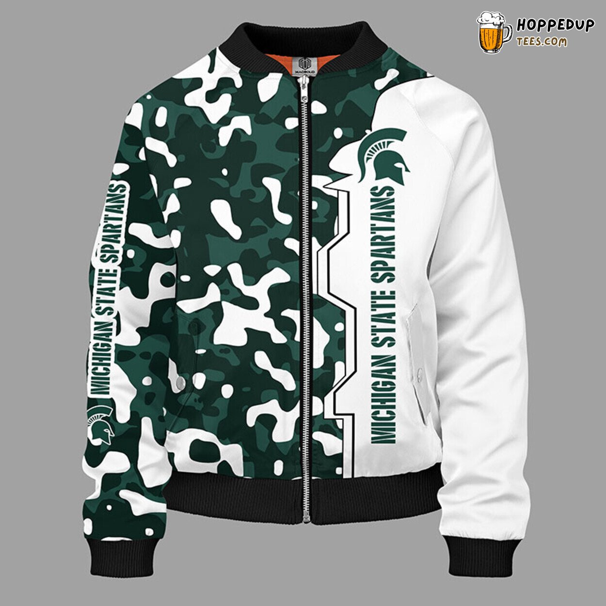 NCAA Michigan State Spartans Unique Camouflage Green Bomber Design