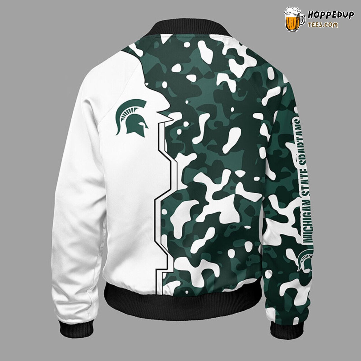 NCAA Michigan State Spartans Unique Camouflage Green Bomber Design