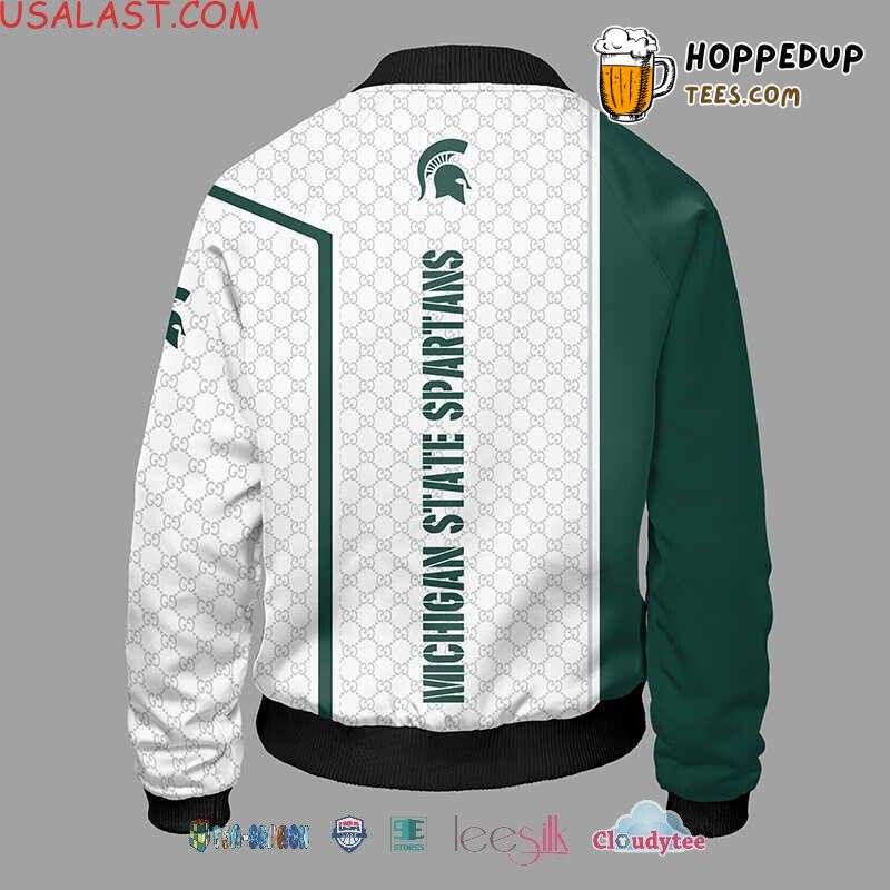 NCAA Michigan State Spartans White Green Bomber Jacket