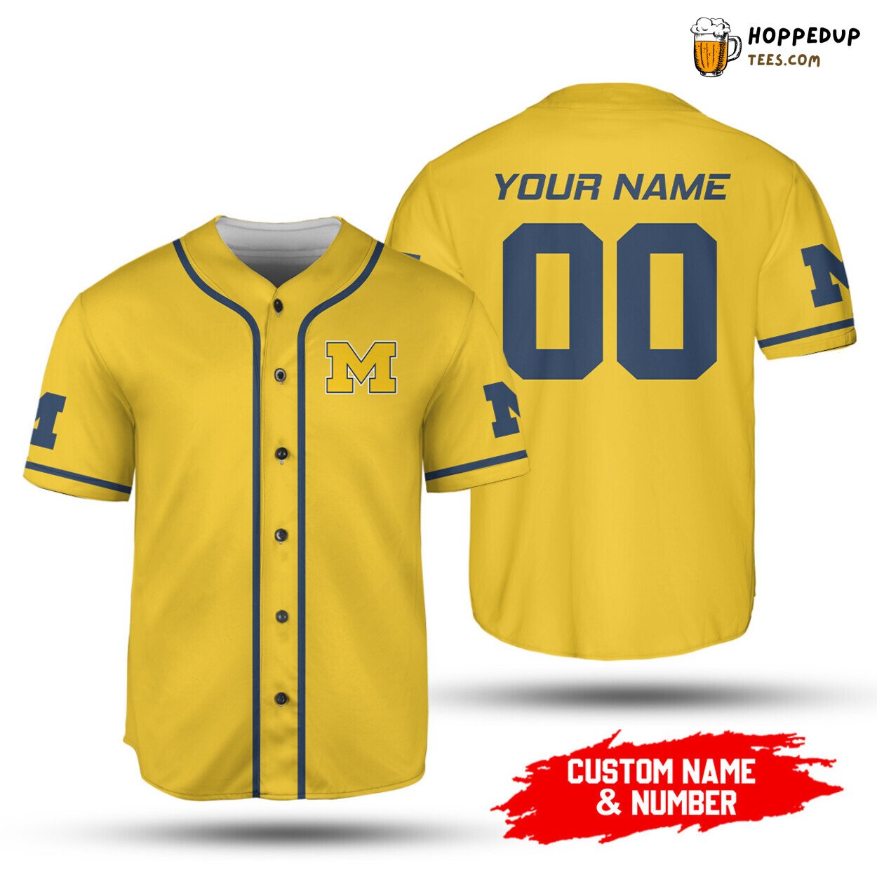 NCAA Michigan Wolverines Custom Name Number Baseball Jersey