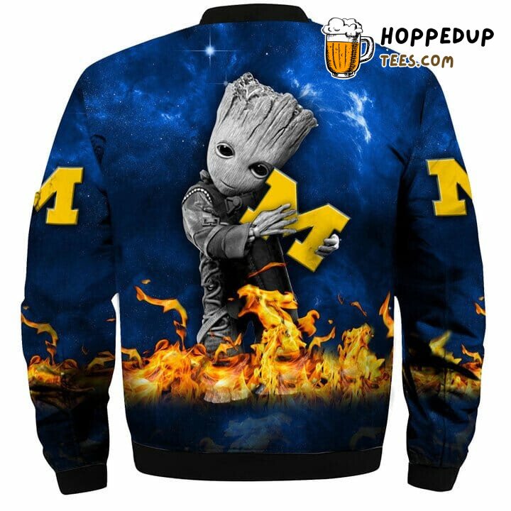 NCAA Michigan Wolverines Navy Blue Baby Groot Bomber Jacket