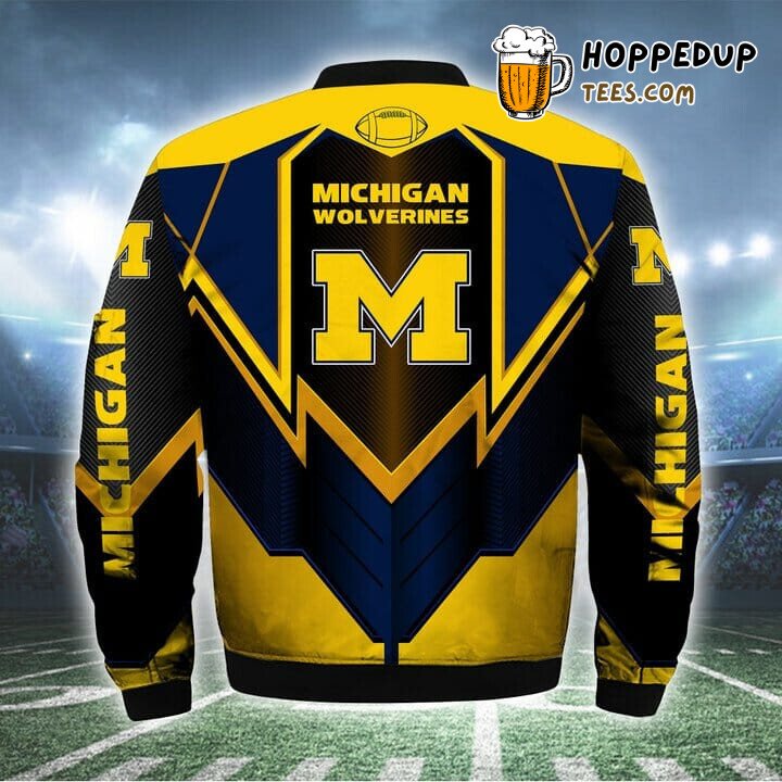 NCAA Michigan Wolverines Navy Blue Maize Bomber Jacket