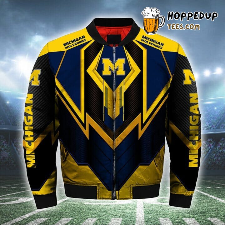 NCAA Michigan Wolverines Navy Blue Maize Bomber Jacket