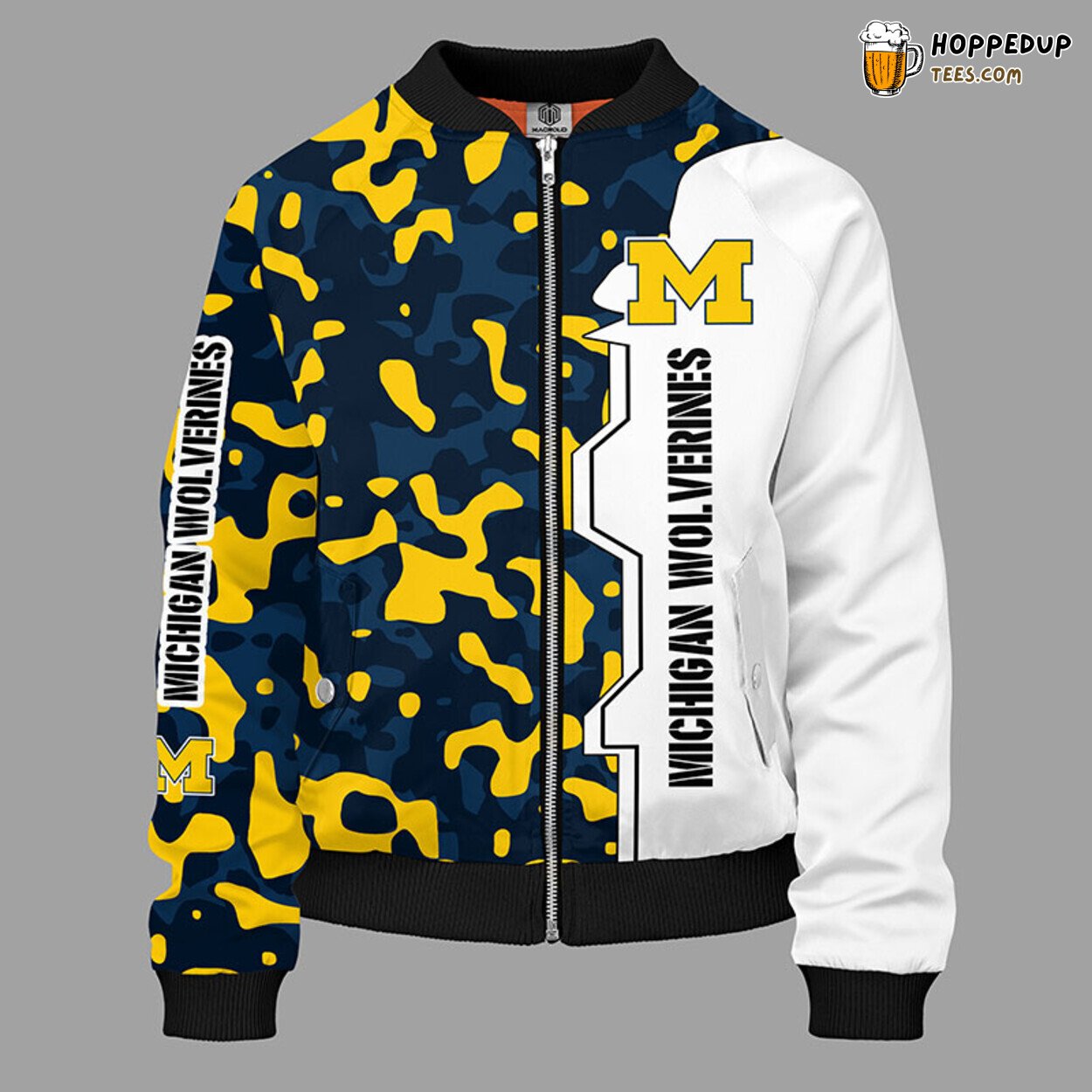 NCAA Michigan Wolverines Unique Camouflage Yellow Bomber Design
