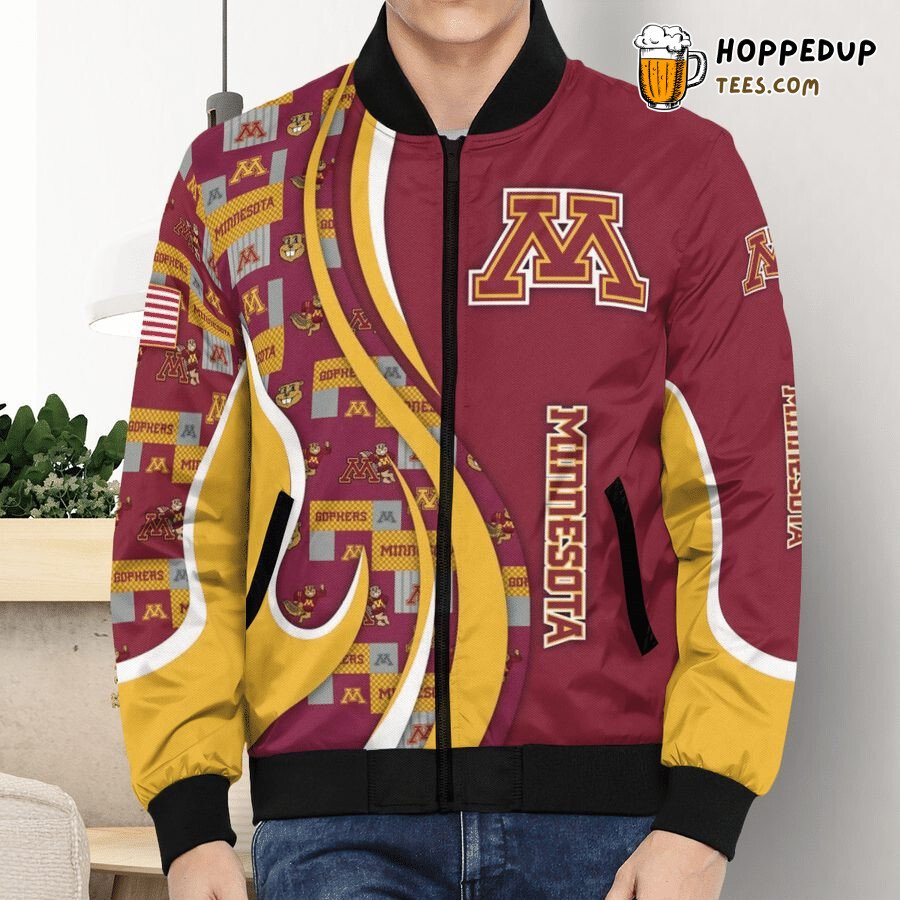 NCAA Minnesota Golden Gophers Custom Number Bomber Jacket