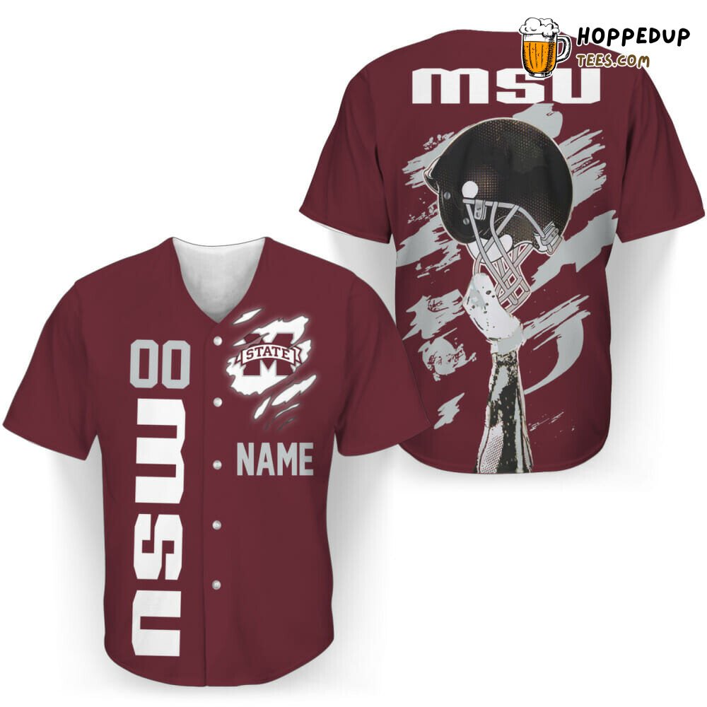 NCAA Mississippi State Bulldogs Custom Name Maroon Baseball Jersey Unisex Shirt