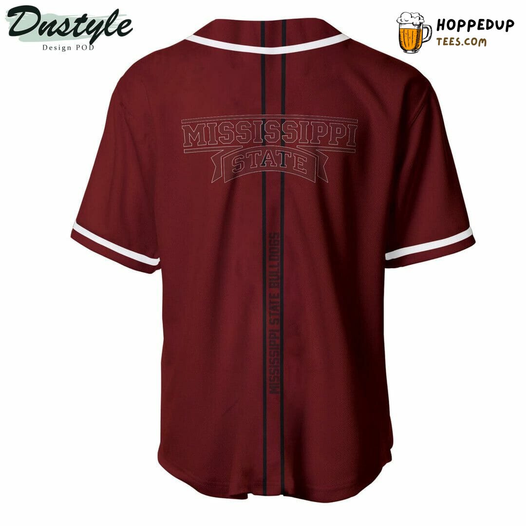 NCAA Mississippi State Bulldogs Custom Text Maroon Baseball Jersey Unisex Shirt