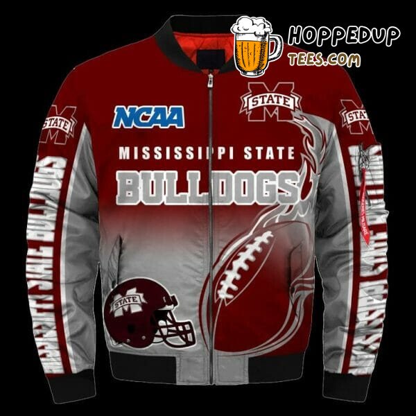 NCAA Mississippi State Bulldogs Maroon Grey Bomber Jacket