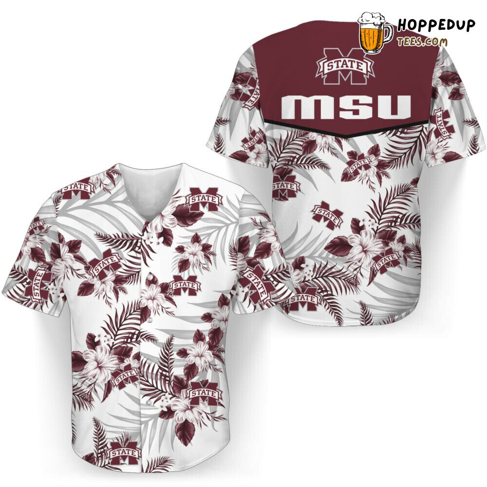 NCAA Mississippi State Bulldogs White Flowers Baseball Jersey Unisex Shirt NCAA Mississippi State Bulldogs White Flowers Baseball Jersey Unisex Shirt