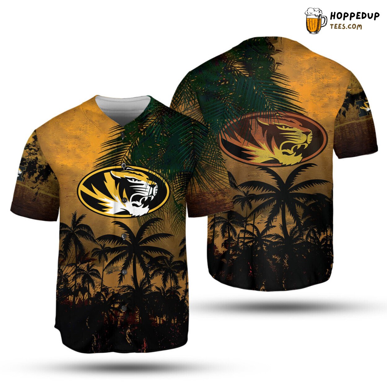 NCAA Missouri Tigers Black Coconut Tree Gold Baseball Jersey Unisex Shirt