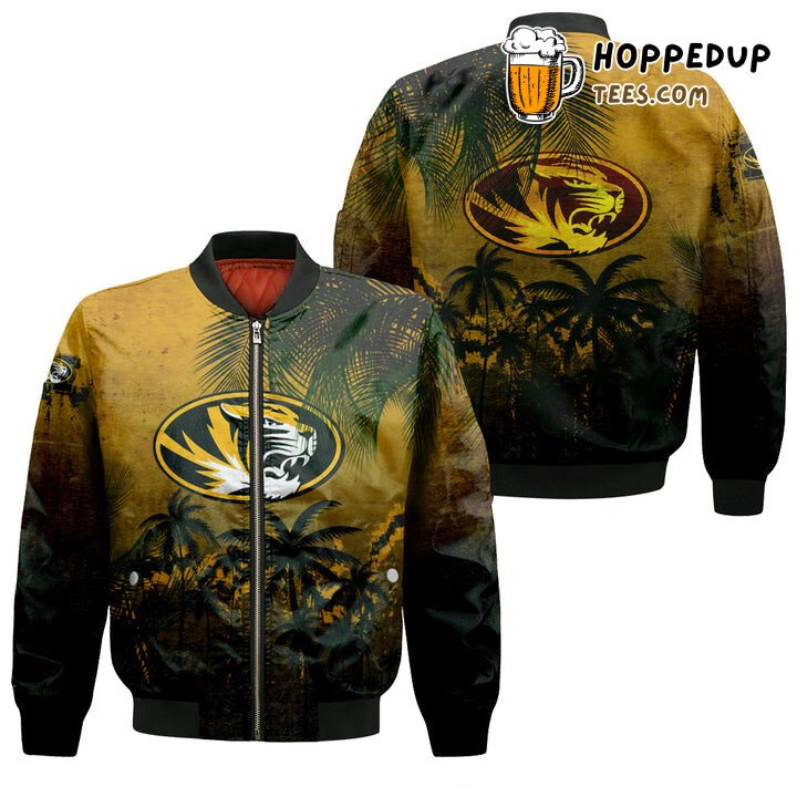 NCAA Missouri Tigers Black Coconut Tree Gold Bomber Jacket
