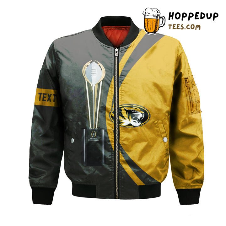 NCAA Missouri Tigers Custom Text Champions Bomber Jacket NCAA Missouri Tigers Custom Text Champions Bomber Jacket