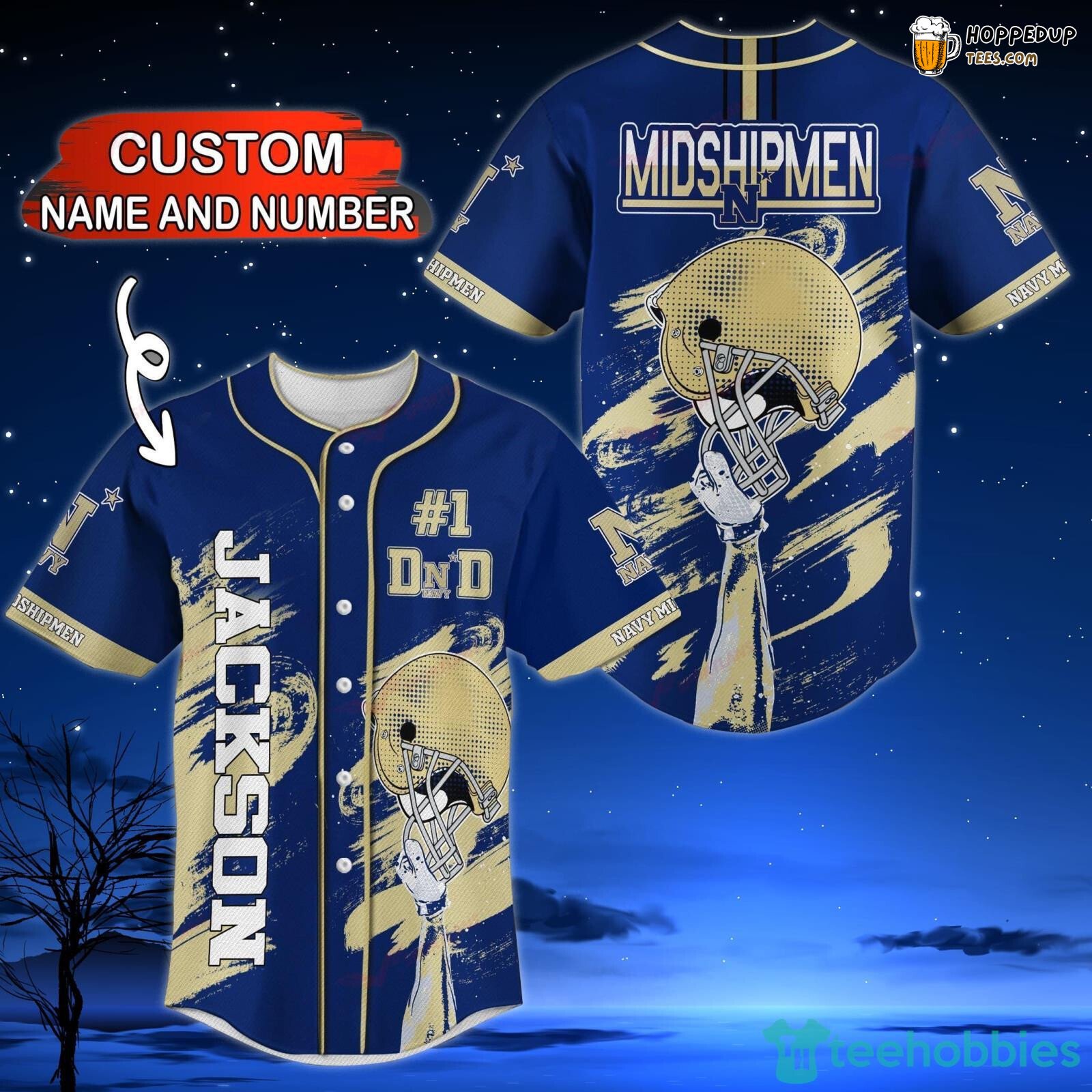NCAA Navy Midshipmen Custom Name Number Gift For Dad Baseball Jersey Unisex Shirt
