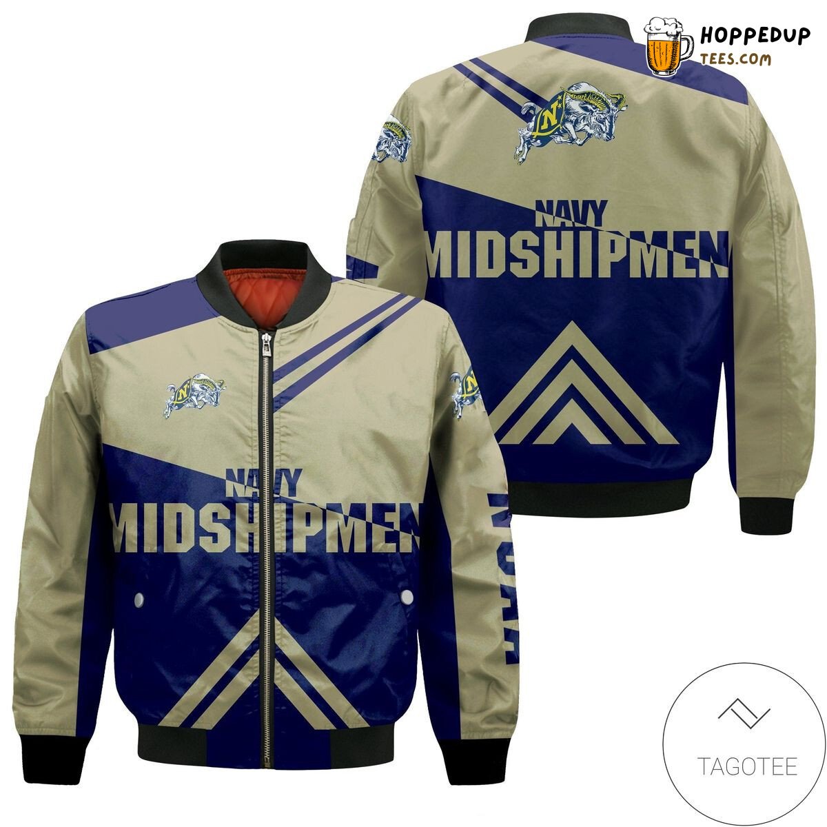 NCAA Navy Midshipmen Stripes Cross Shoulders Bomber Jacket