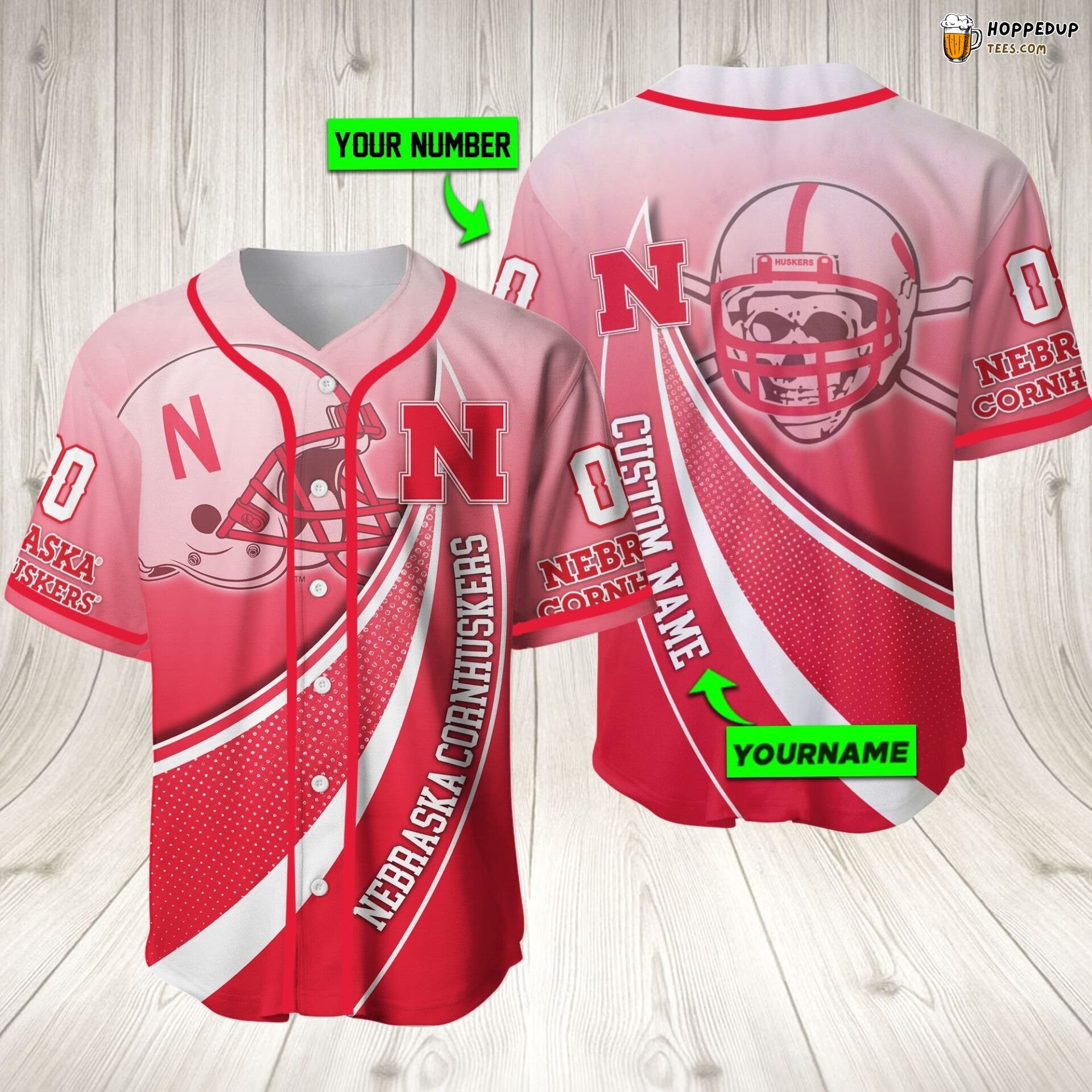 NCAA Nebraska Cornhuskers Custom Name Skull Baseball Jersey Unisex Shirt